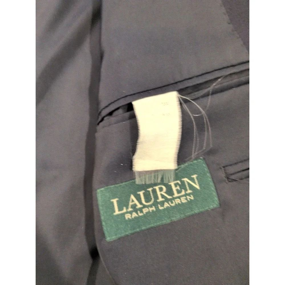 Lauren Ralph Lauren Mens Navy Blue 2 Button Blazer Gold Crest Buttons 42R
